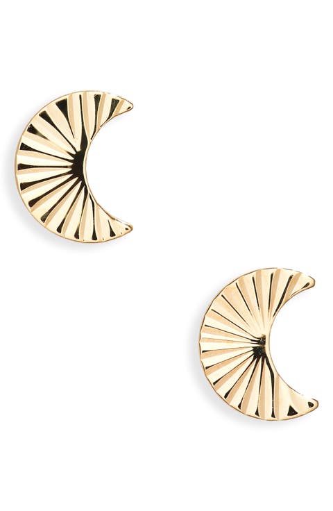 14K Gold Moon Stud Earrings
