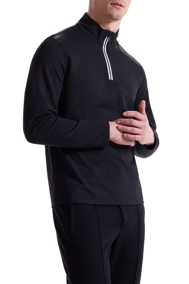 Solid Quarter Zip Pullover, Alternate, color, BLACK