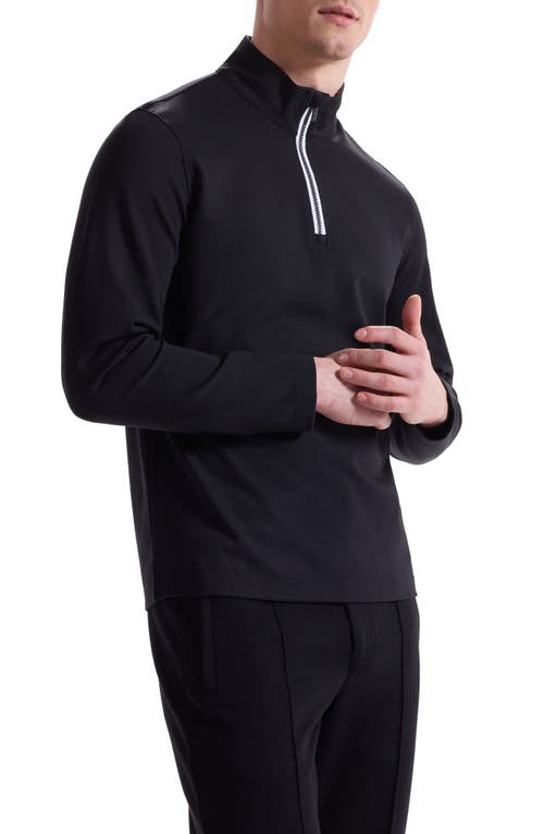 Bugatchi Solid Quarter Zip Pullover In Black