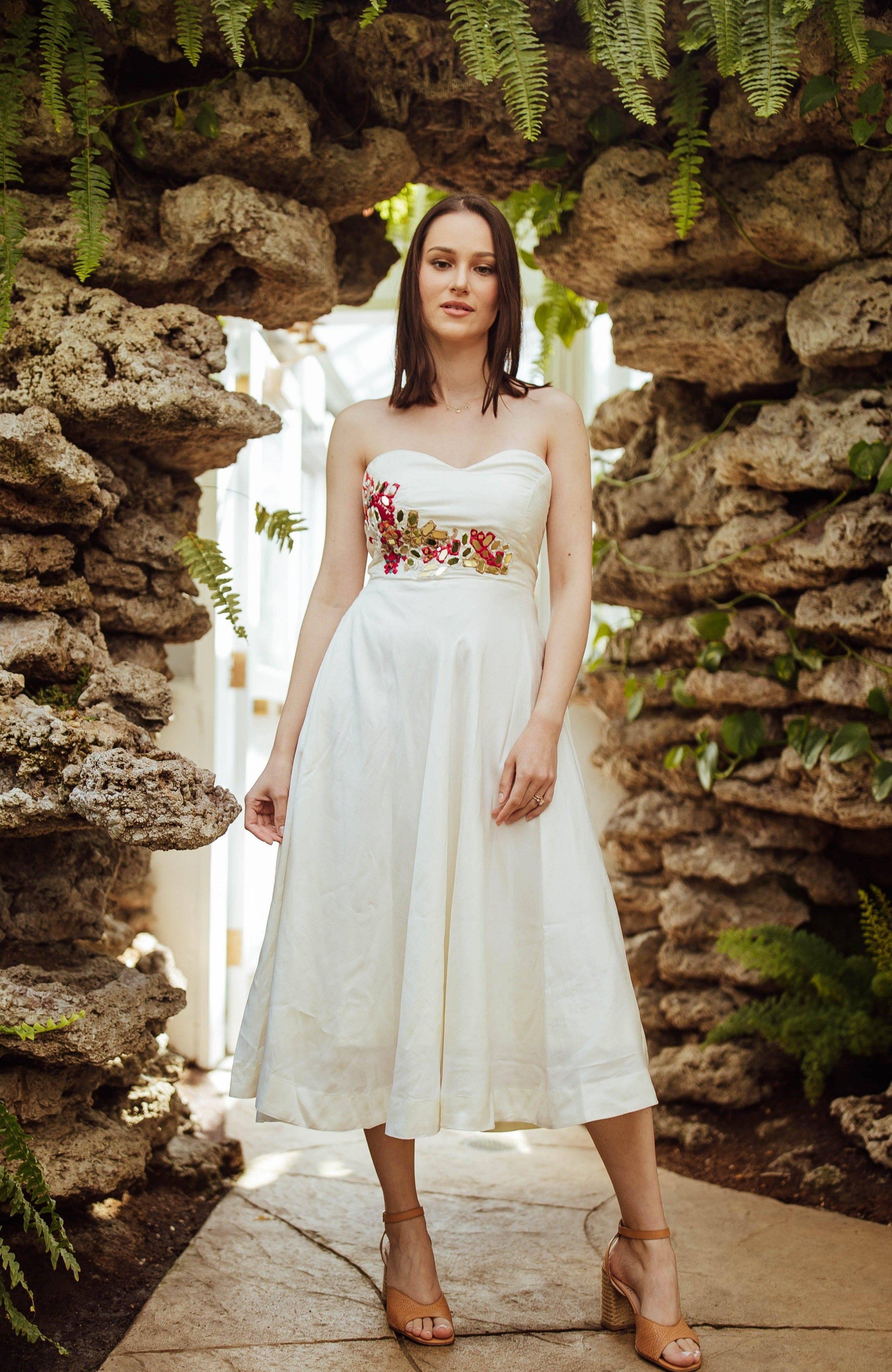 Mona Embroidered Strapless Midi Dress - image 2