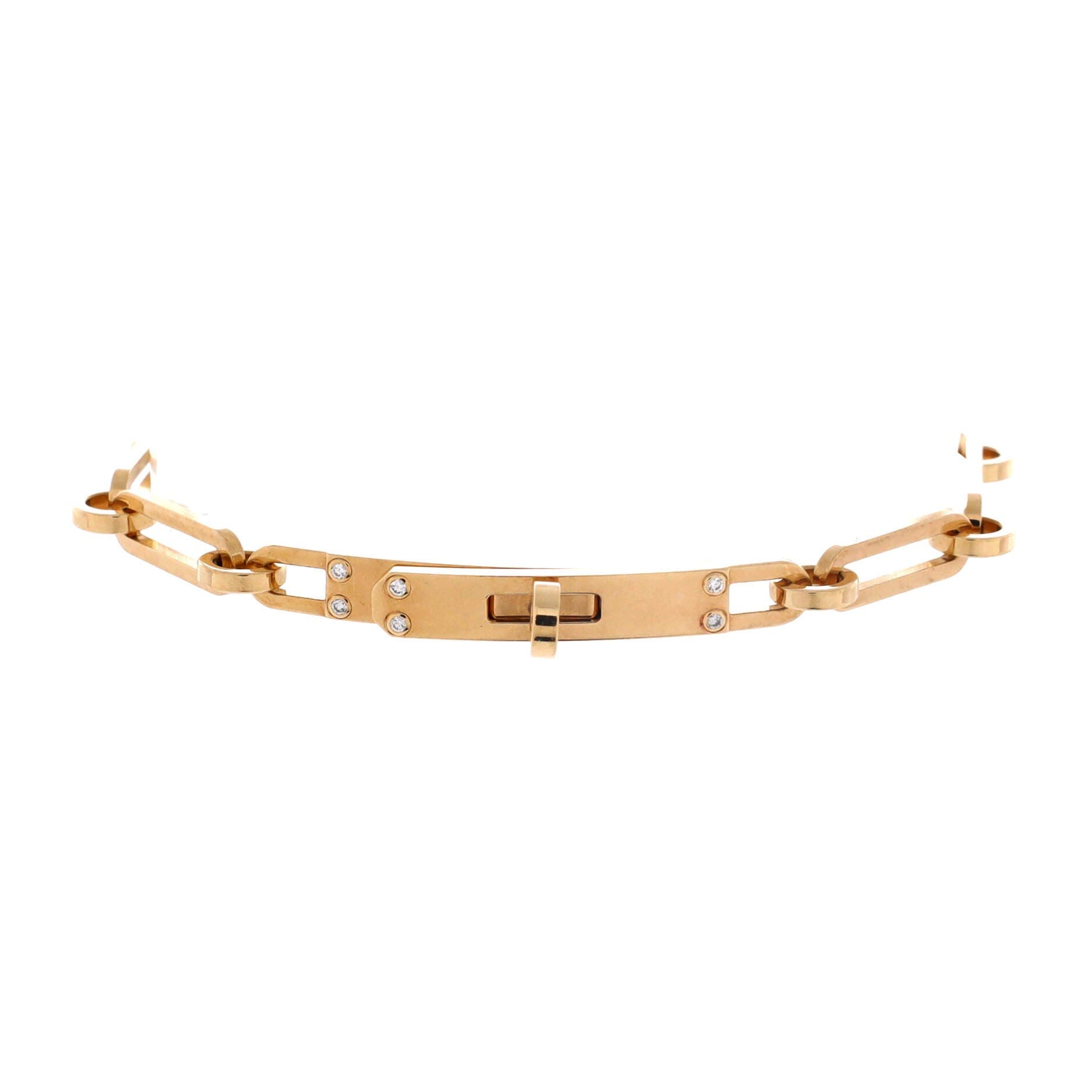 Pre-Owned Hermes Kelly Chaine Bracelet 18K Yellow Gold with Diamonds Small, Main, color, Yellow Gold