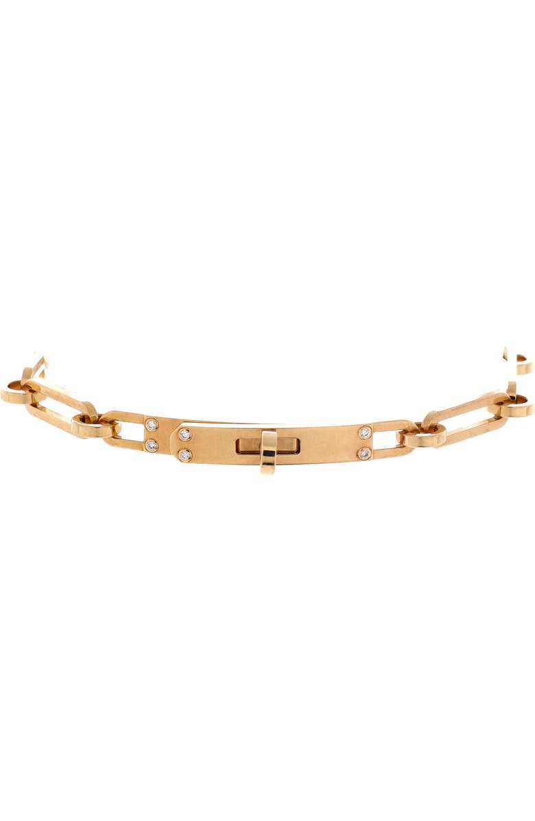 Pre-Owned Hermes Kelly Chaine Bracelet 18K Yellow Gold with Diamonds Small, Main, color, Yellow Gold