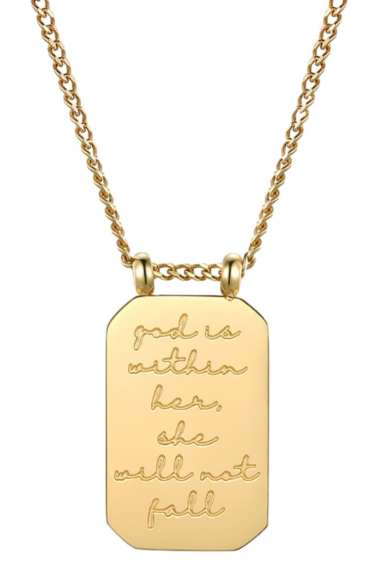 Mantra God Is Within Her, She Will Not Fall - Necklace, Main, color, Yellow Gold