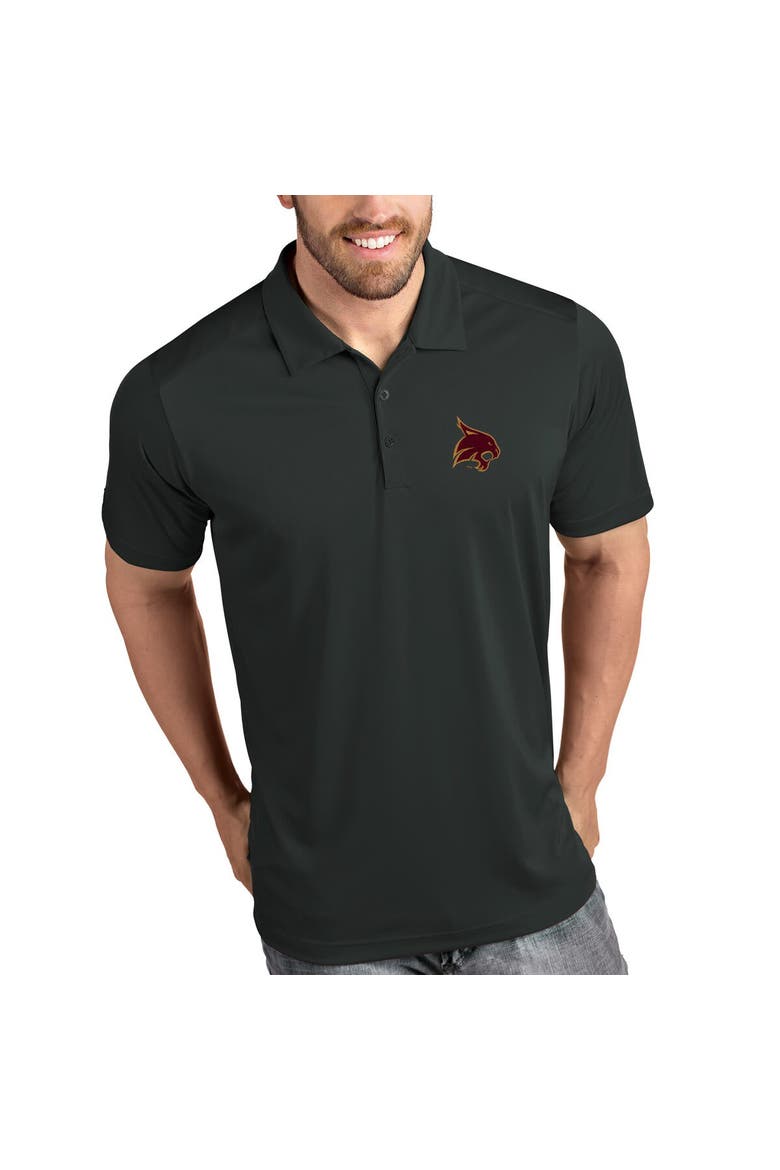 Texas State Bobcats Antigua Tribute Polo - Charcoal, Main, color, Charcoal