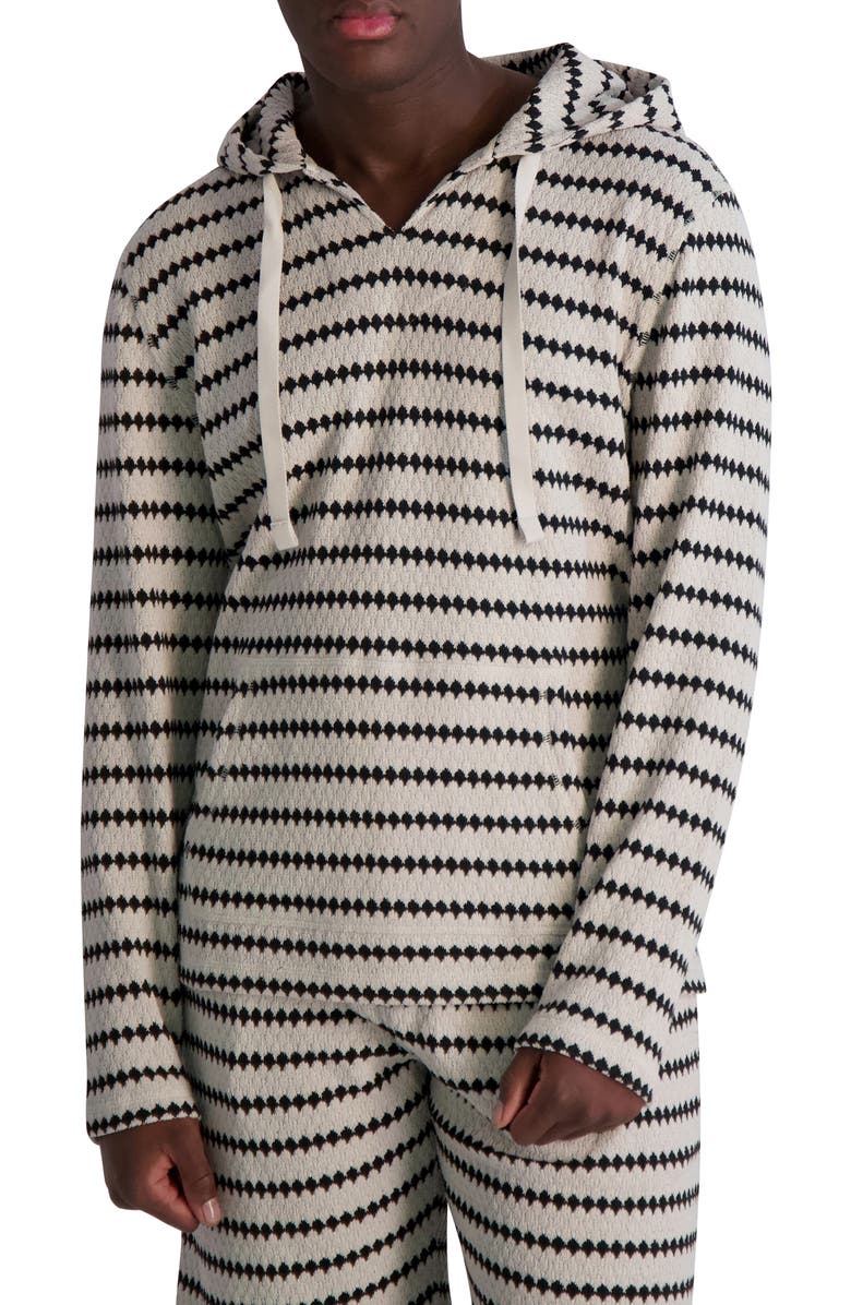 KARL LAGERFELD PARIS Jacquard Stripe Hooded Pullover, Main, color, Natural