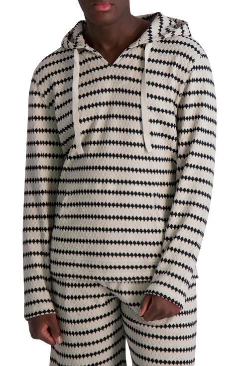 Jacquard Stripe Hooded Pullover