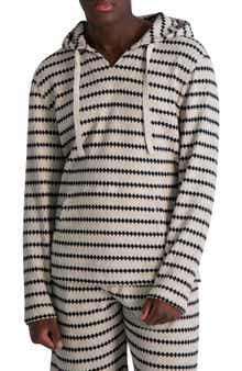 KARL LAGERFELD PARIS Jacquard Stripe Hooded Pullover