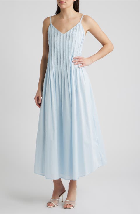 Cami Pintuck Cotton Midi Dress
