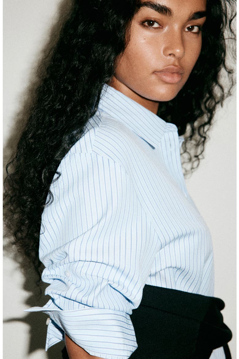 Striped Straight Shirt, Alternate, color, SKY BLUE