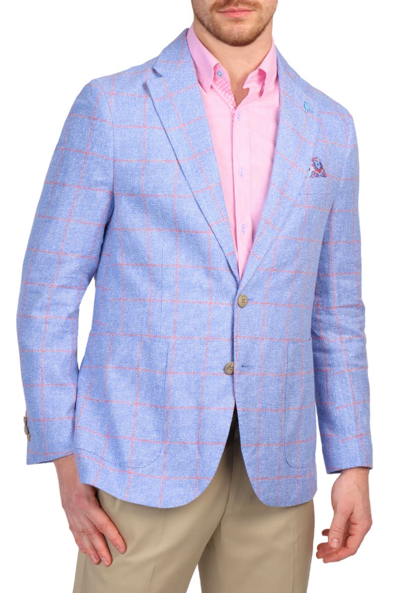 Textured Yarn Dye Windowpane Sport Coat, Main, color, TRUE BLUE
