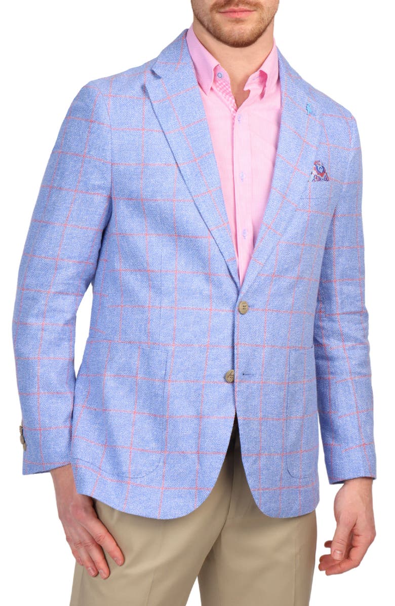 TailorByrd Textured Yarn Dye Windowpane Sport Coat, Main, color, True Blue