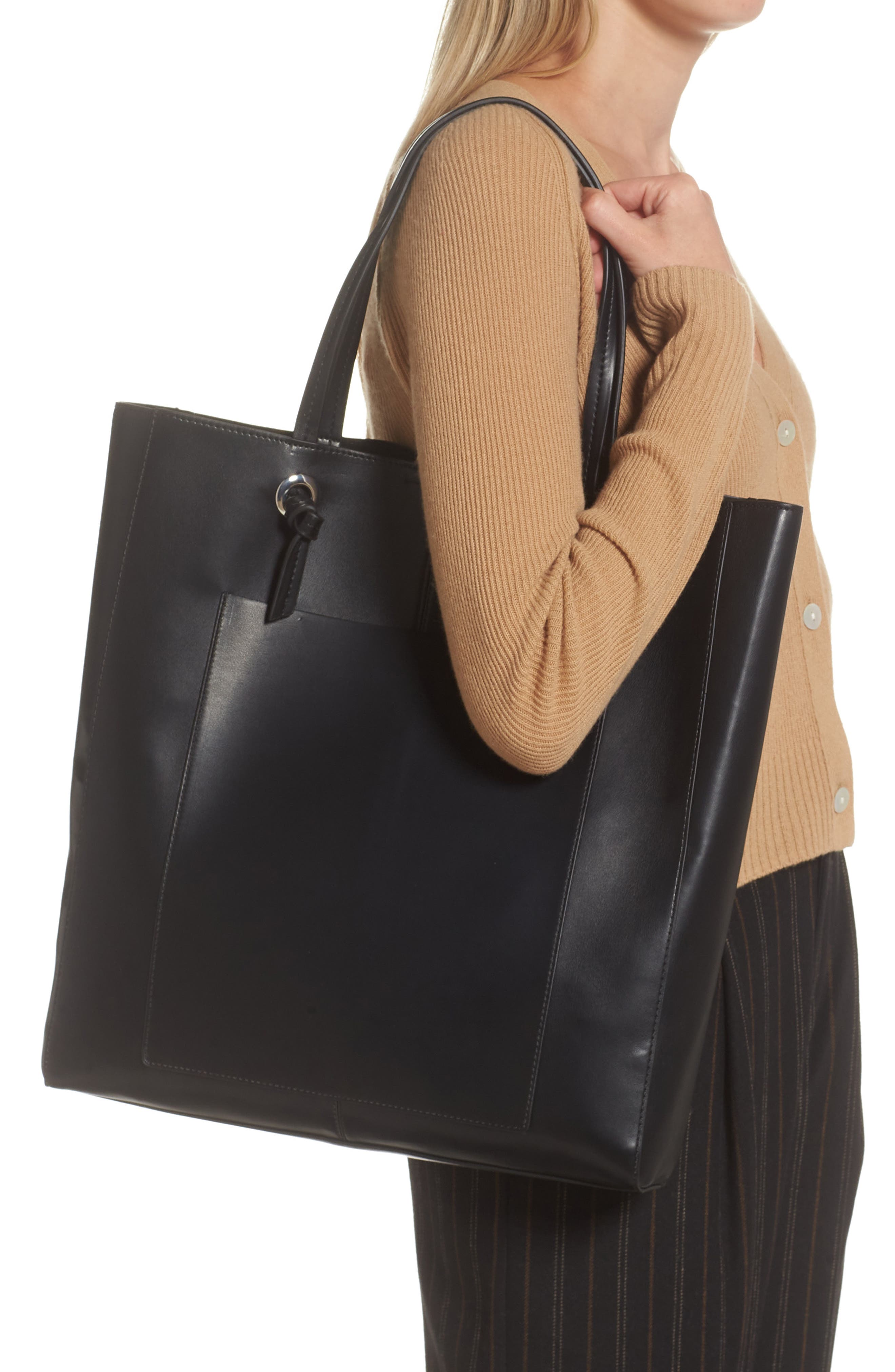 Topshop Faux Leather Tote Bag, Alternate, color, 