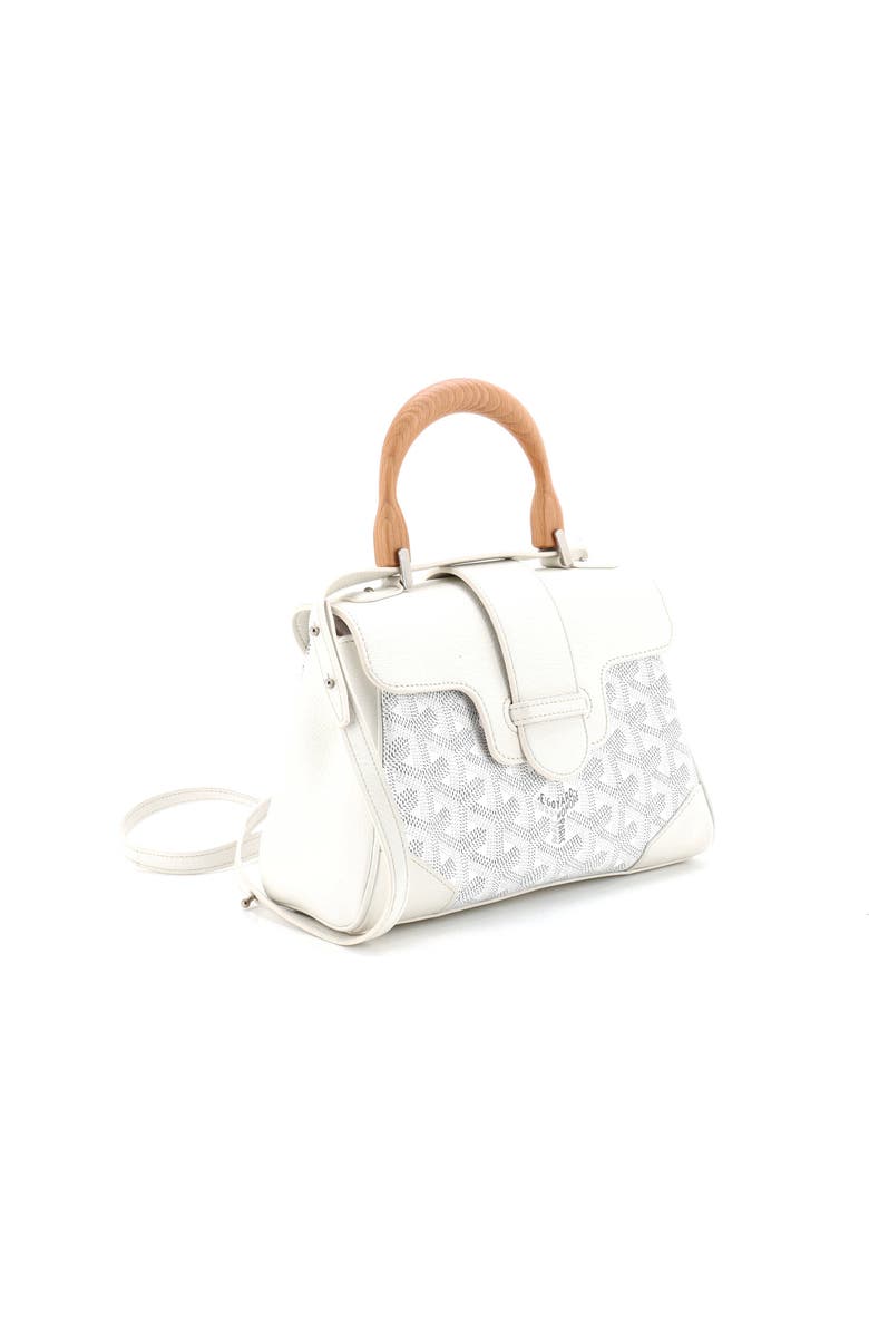 Pre-Owned Goyard Saigon Top Handle Bag Coated Canvas with Leather Mini, Alternate, color, White