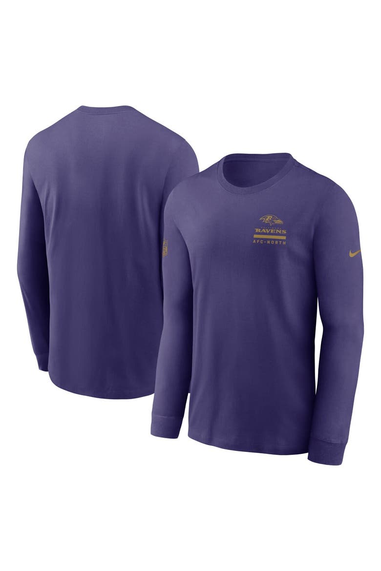 Men's Nike Purple Baltimore Ravens Sideline Performance Long Sleeve T-Shirt, Alternate, color, Purple