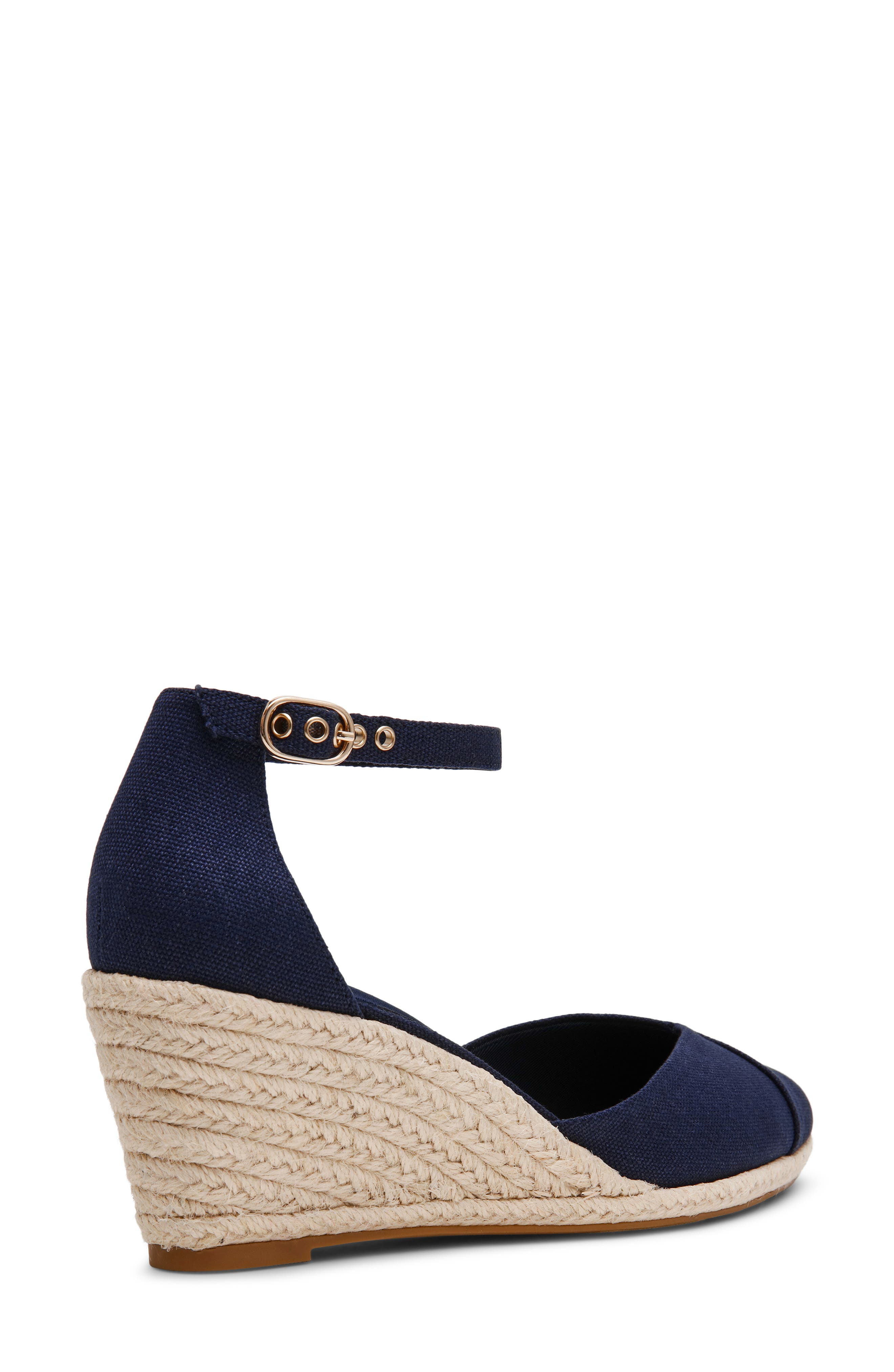 Wilmott Ankle Strap Espadrille Wedge Sandal, Alternate, color, NAVY CANVAS