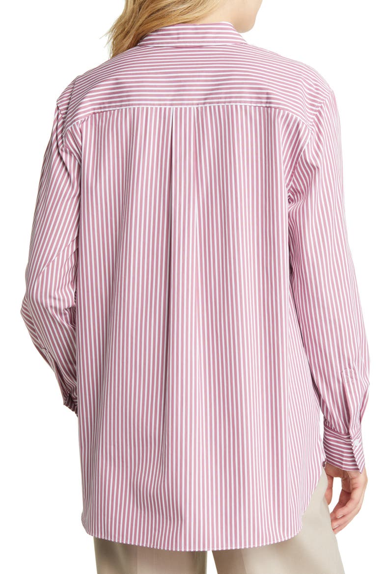 Women's Everyday Stripe Poplin Button-Up Shirt, Alternate, color, PURPLE- WHITE SAMBA STRIPE