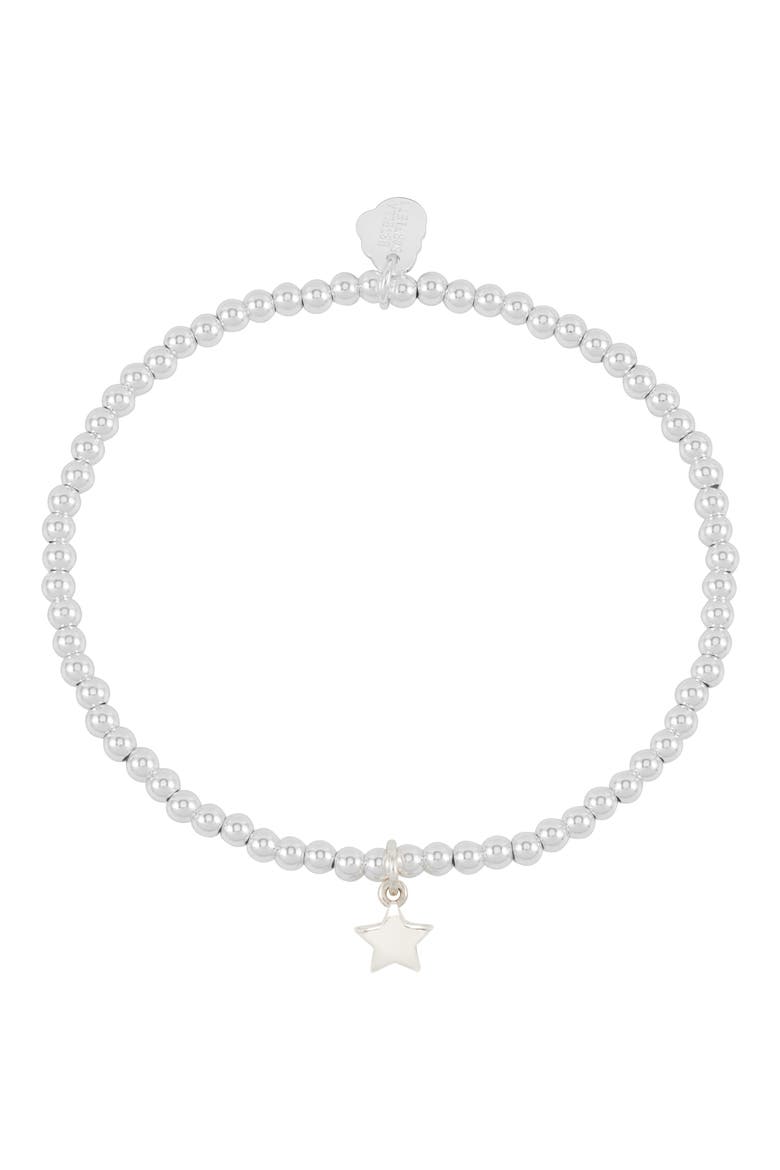 Puffed Star Sienna Beaded Stretch Bracelet, Alternate, color, SILVER