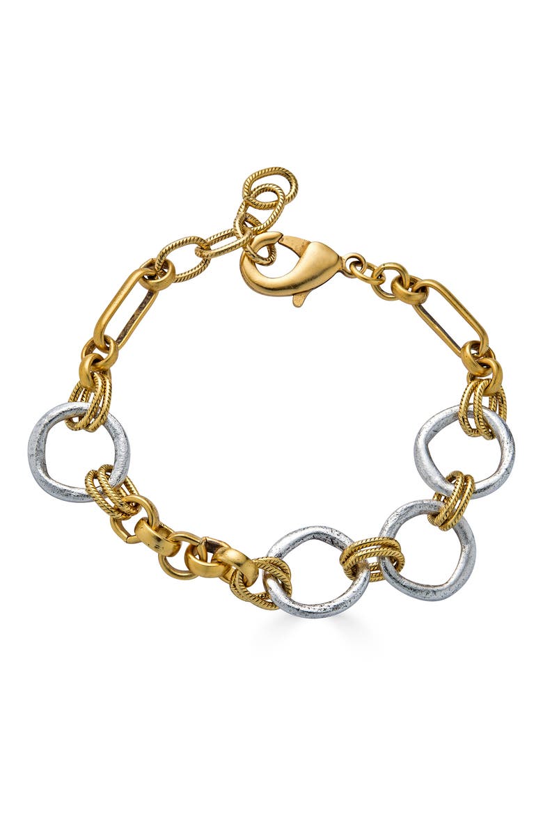 Mixed Metal Bracelet, Main, color, Gold
