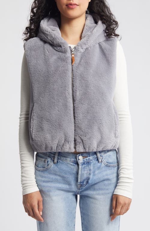 Thread & Supply Mink Faux Fur Hooded Vest In Blue