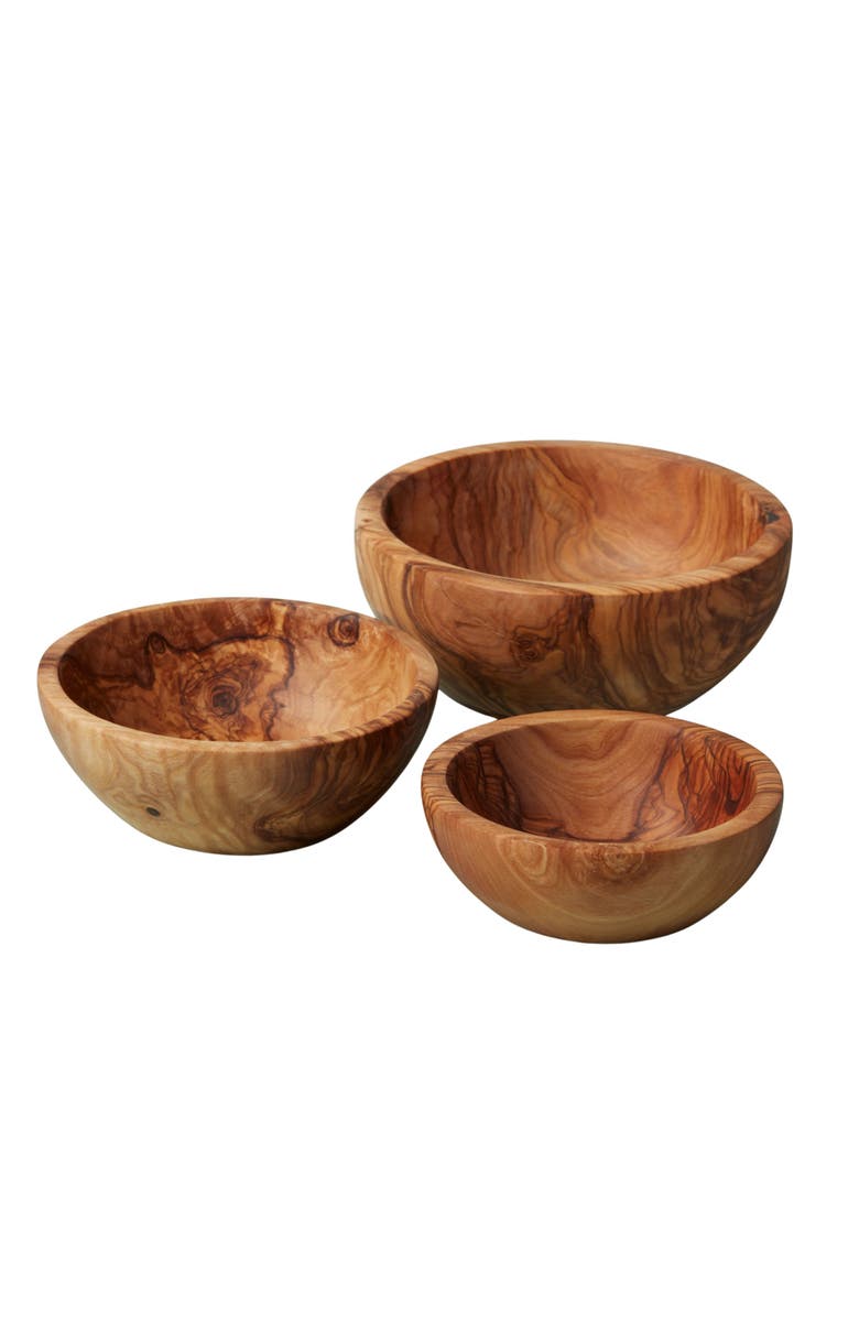 Be Home Olive Wood Nesting Bowls - Set of 3, Main, color, Olive