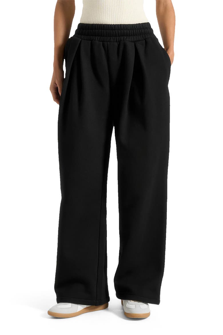 Fanny Straight Leg Box Pleat Joggers, Main, color, Black