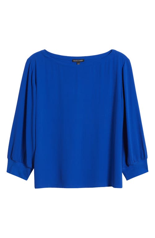Eileen Fisher Bateau Neck Silk Top In Lapis