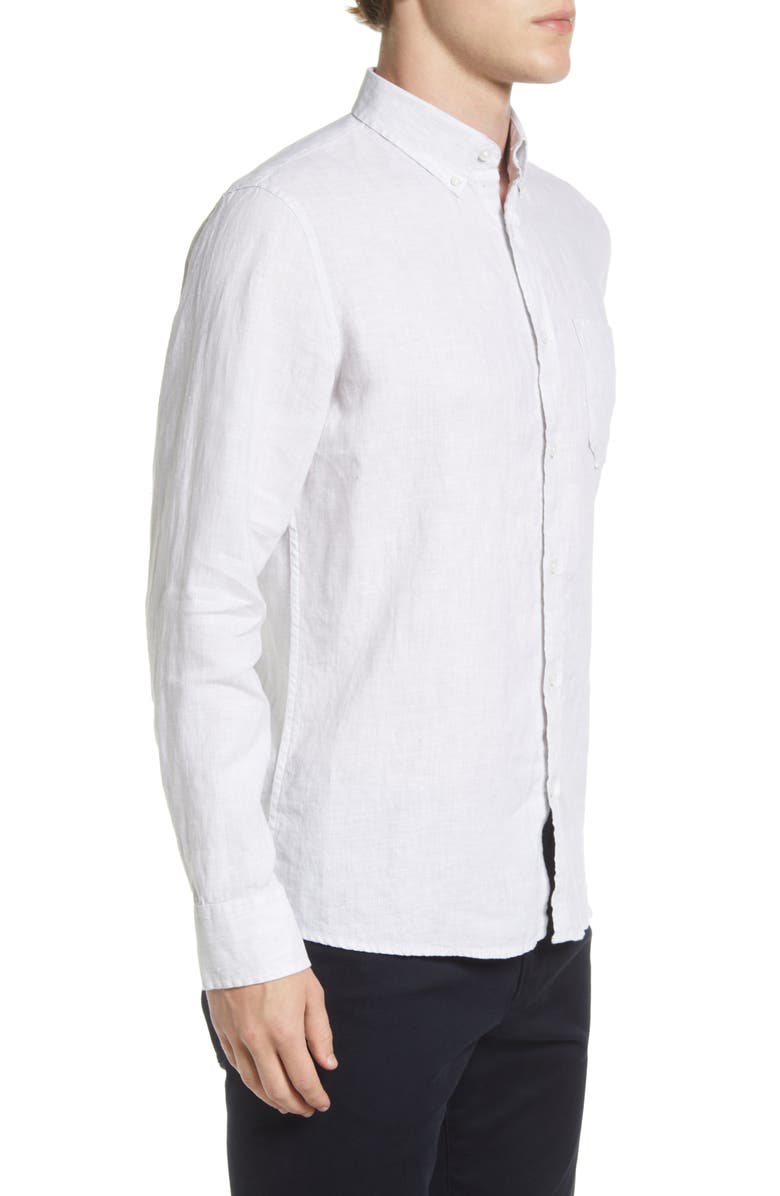 Nordstrom Trim Fit Solid Linen Button-Down Shirt, Alternate, color,