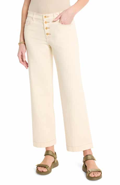 NIC+ZOE Exposed-Button Fly Ankle Wide Leg Jeans