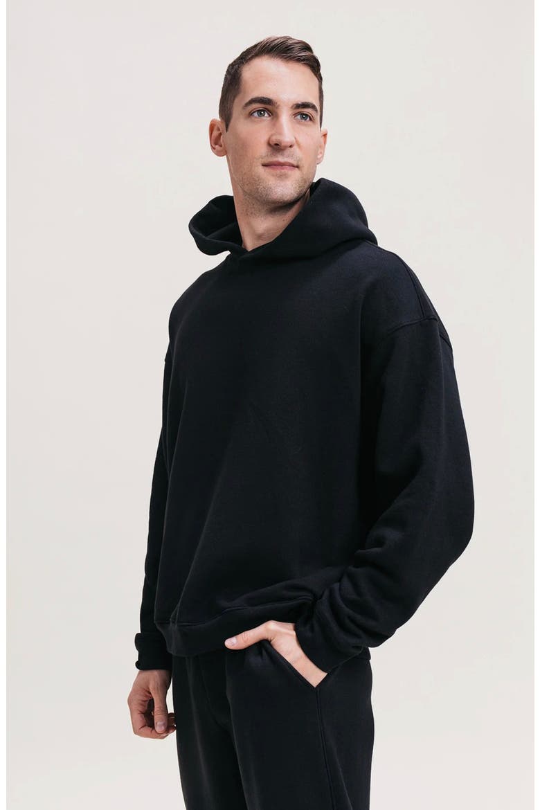 Men's Organic Cotton Teddy Oversized Hoodie, Alternate, color, Black