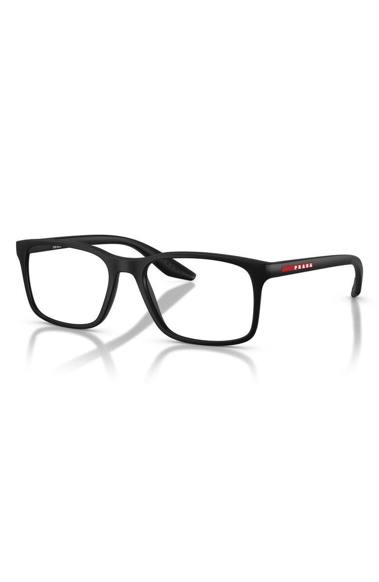 Prada Linea Rossa 54mm Pillow Optical Glasses, Alternate, color, Matte Black