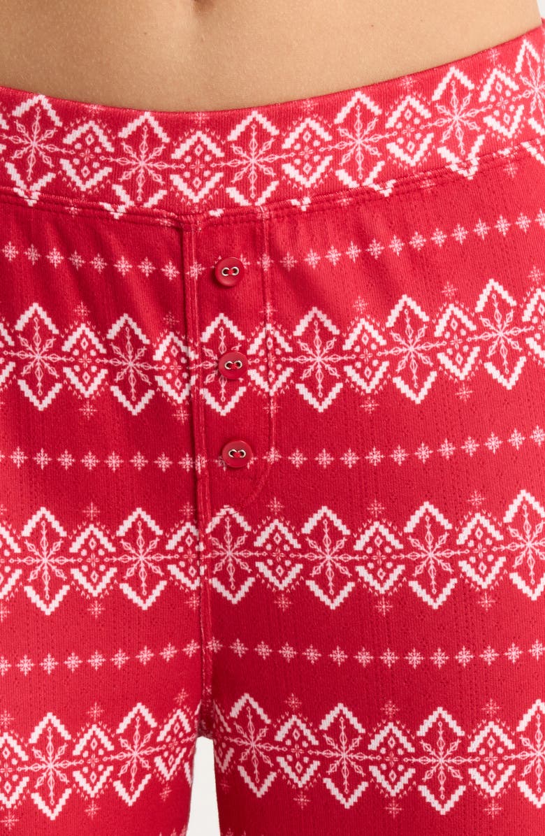 PJ Salvage Crazy for the Holidays Brushed Pointelle Pajama Pants, Alternate, color, Samba Red