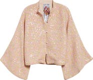 La Vie Style House Daisy Sequin Bell Sleeve Crop Jacket