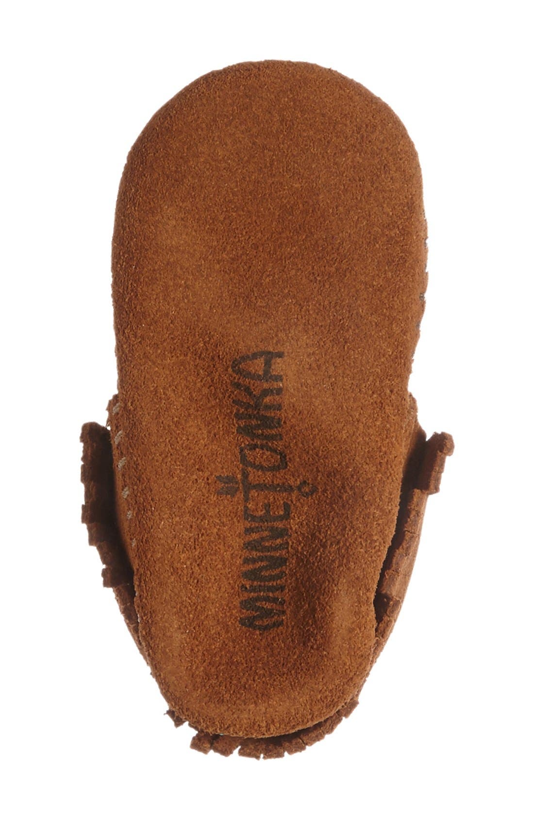 Minnetonka 
Riley
 Fringe Suede Bootie, Alternate, color, Brown Suede