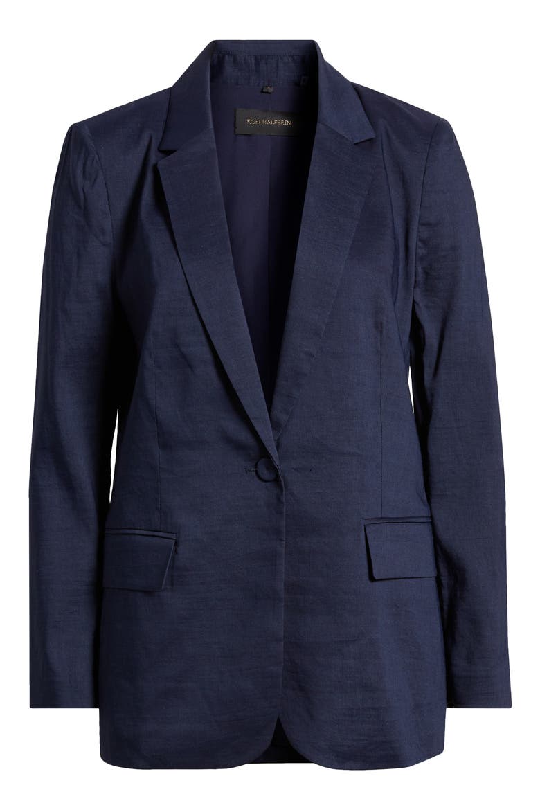 Bria Linen Blend Blazer, Alternate, color, NAVY