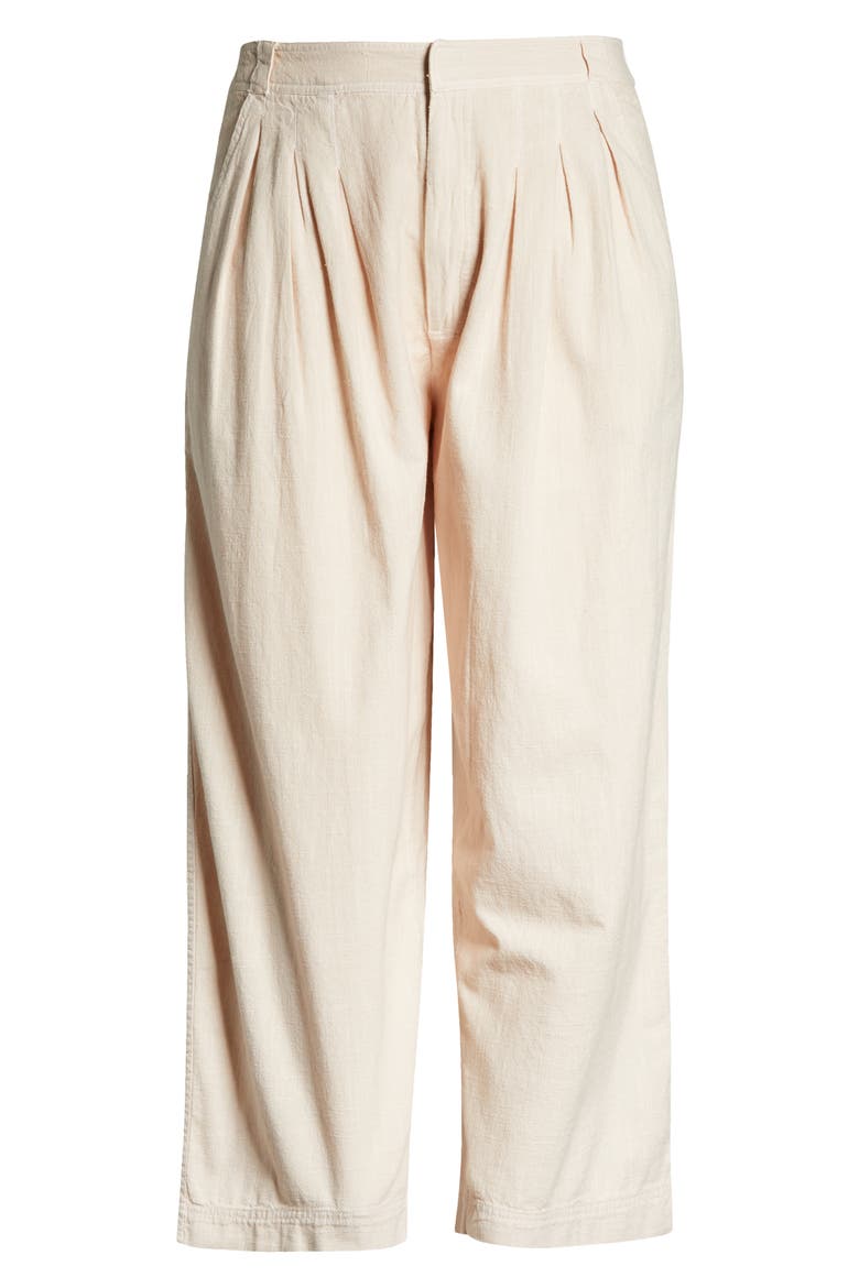 Lotta Love Pleated Wide Leg Cotton Pants, Alternate, color, PEBBLE