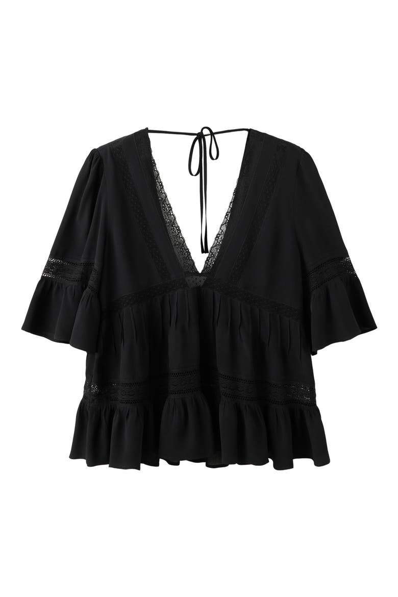 Lou Lace Detailed Top, Alternate, color, BLACK