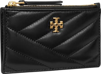 Tory Burch 22SS Women’s Kira Chevron Card Wallet (90345_243 Tory Burch Kira Chevron Quilted Leather Zip Card Case