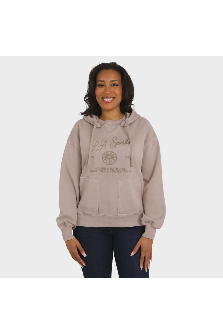 Women's WEAR by Erin Andrews  Tan Los Angeles Sparks Washed Pullover Crewdie, Alternate, color, Tan