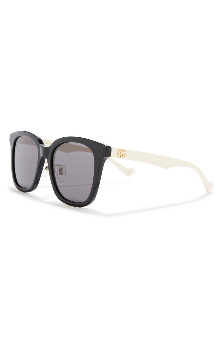 Gucci 55mm Square Sunglasses, Alternate, color, Black White Grey