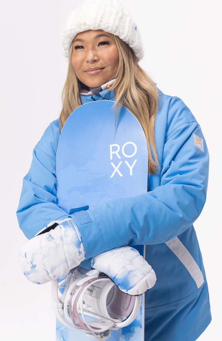 Roxy Flint Creek Water Repellent Ski Mittens, Alternate, color, Clouds