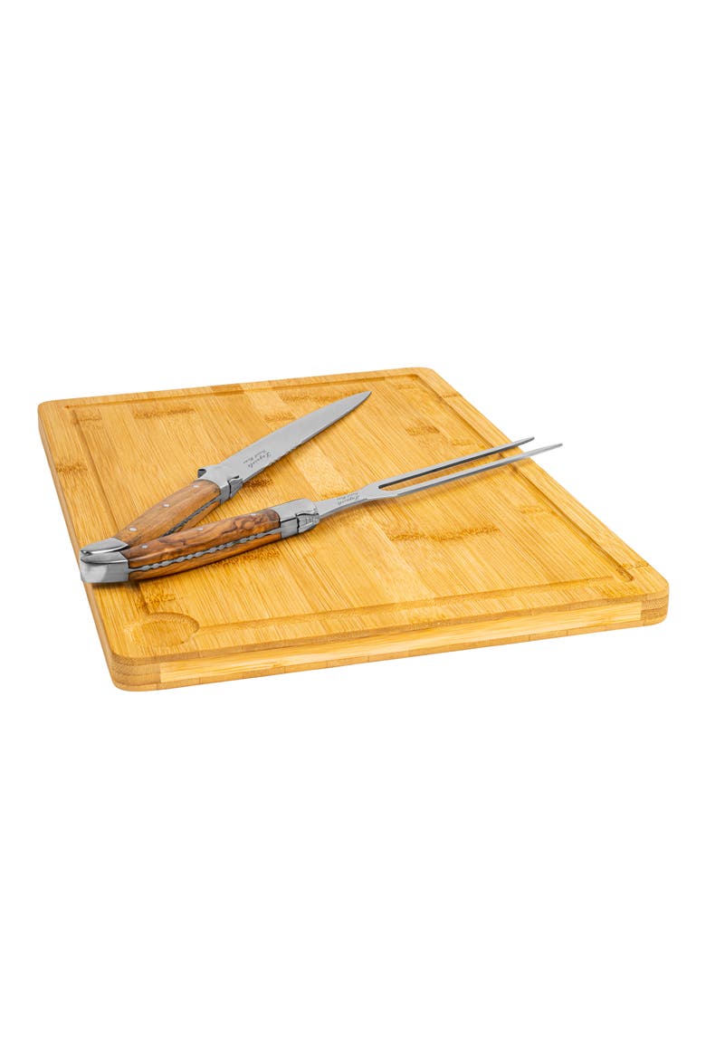 Laguiole Carving Board & Tools Set, Alternate, color, OLIVE WOOD/ BROWN