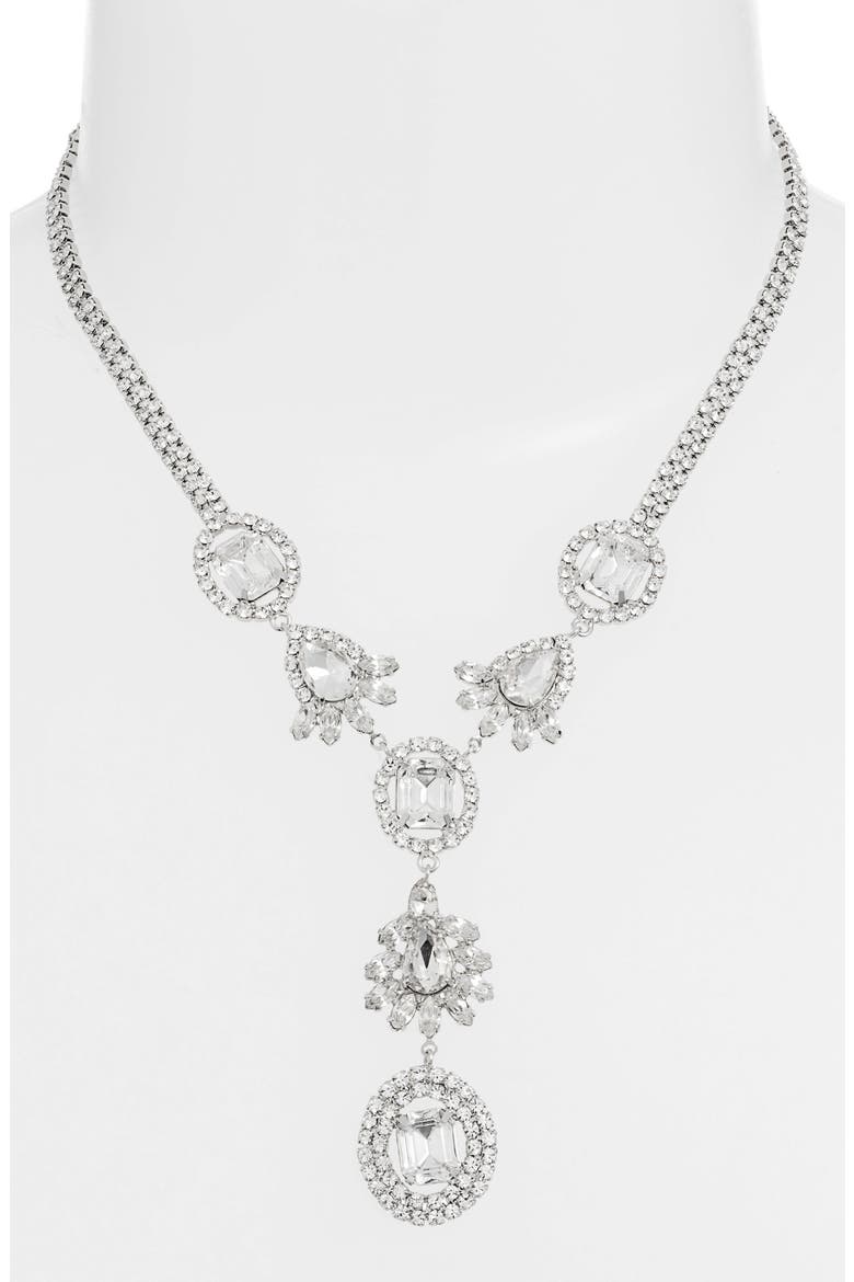Crystal Y-Necklace, Alternate, color, CRYSTAL/ SILVER