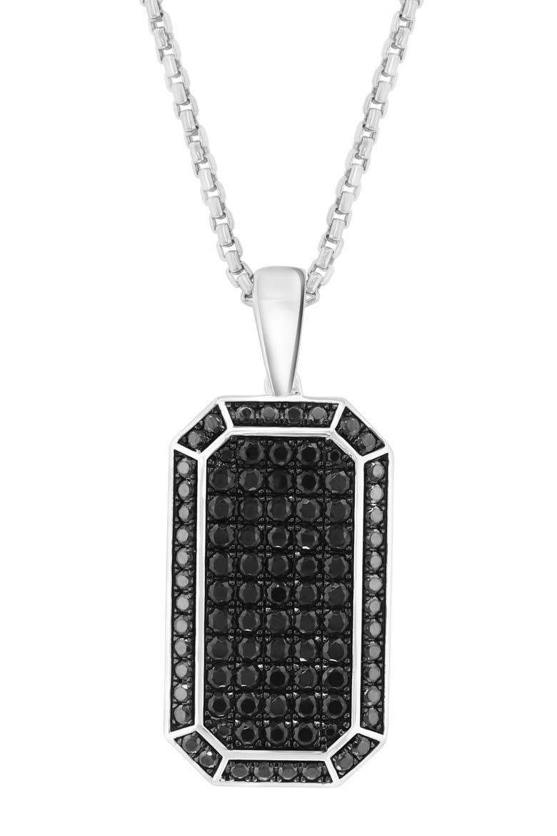 Spinel Pavé Tag Pendant Necklace, Alternate, color, BLACK