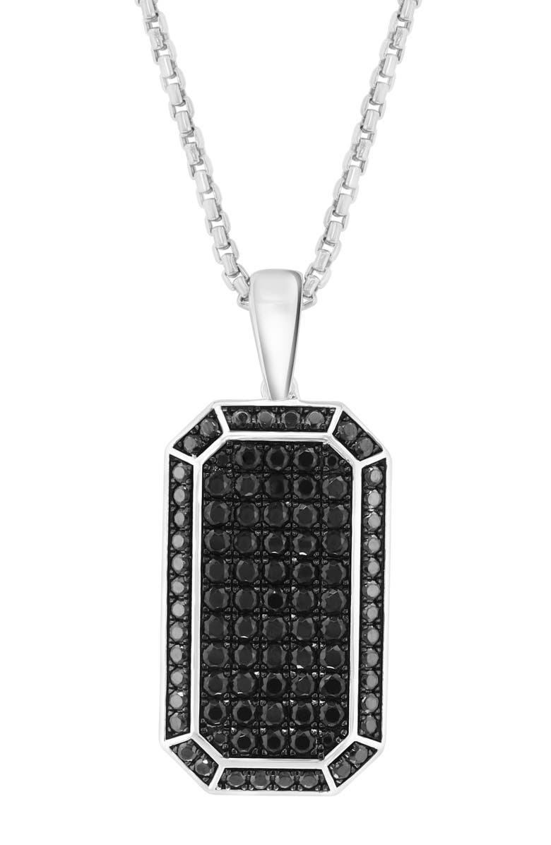 EFFY Spinel Pavé Tag Pendant Necklace, Alternate, color, Black