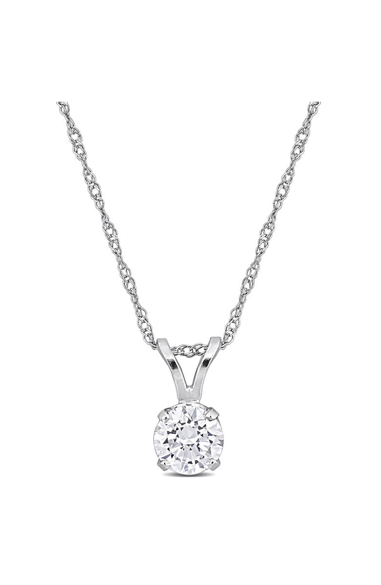 Julianna B. Certified Lab-Grown Diamond Solitaire Necklace 14k, Main, color, White Gold