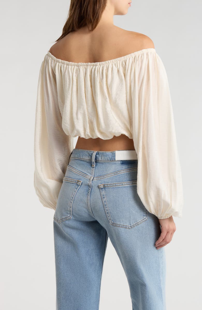 KITTENISH Off the Shoulder Bubble Hem Top, Alternate, color, Egret