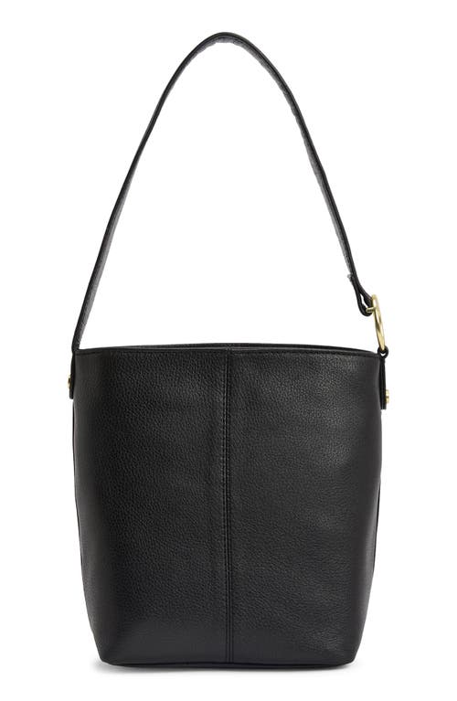 Barbour Cedar Leather Bucket Tote In Black