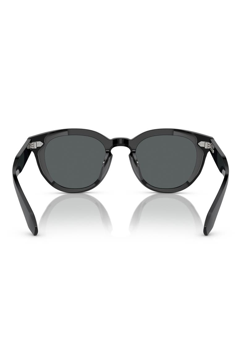 N.05 48mm Polarized Small Round Sunglasses, Alternate, color, BLACK