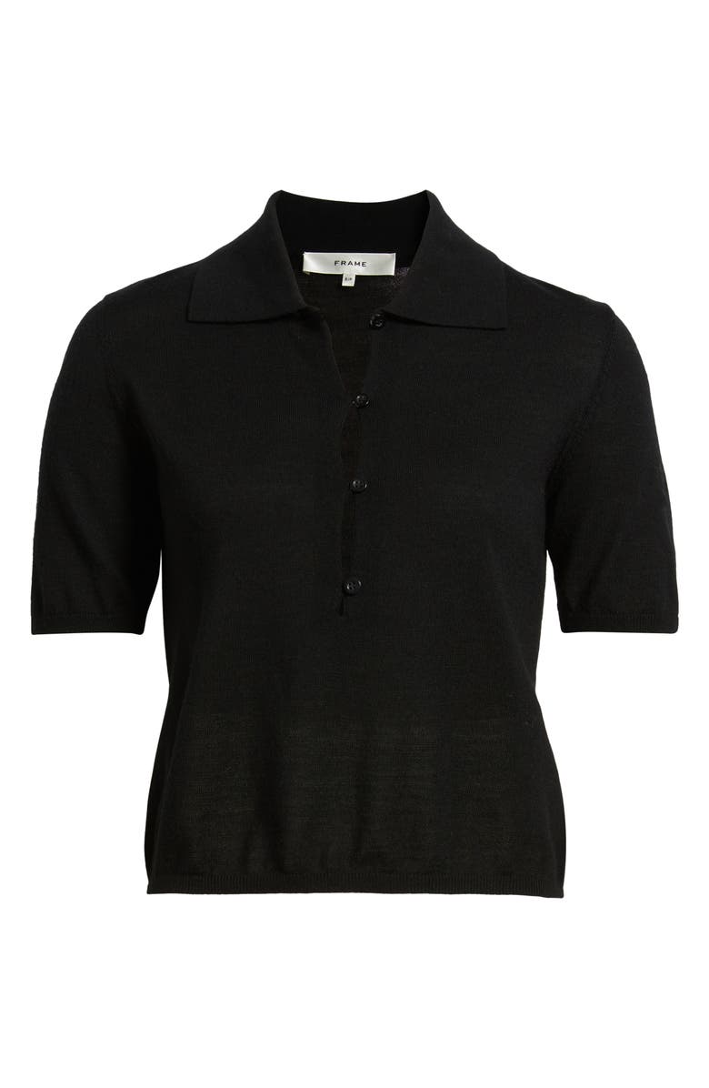 FRAME The Smart Merino Wool Polo Sweater, Alternate, color, Black