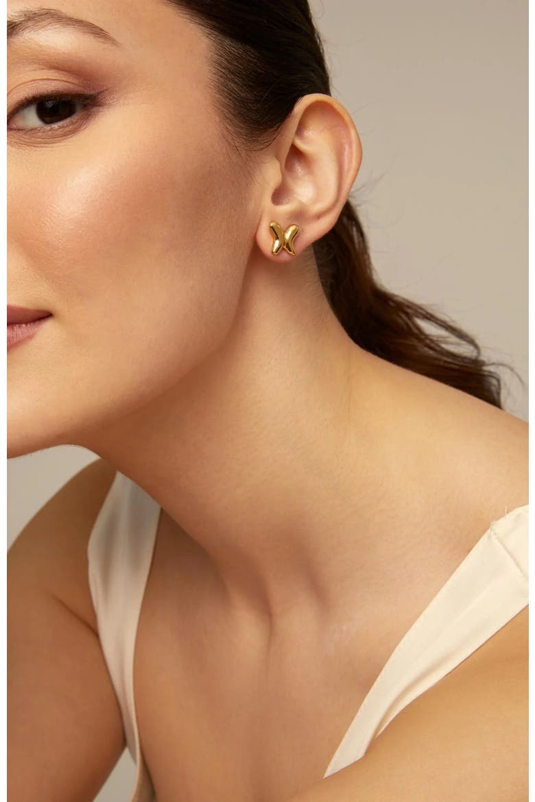 Butterfly Swing Hoops, Alternate, color, Gold